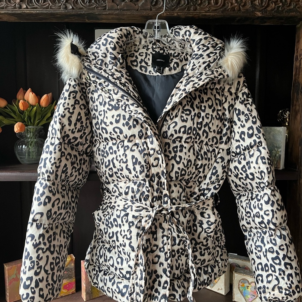 leopard puffer jacket